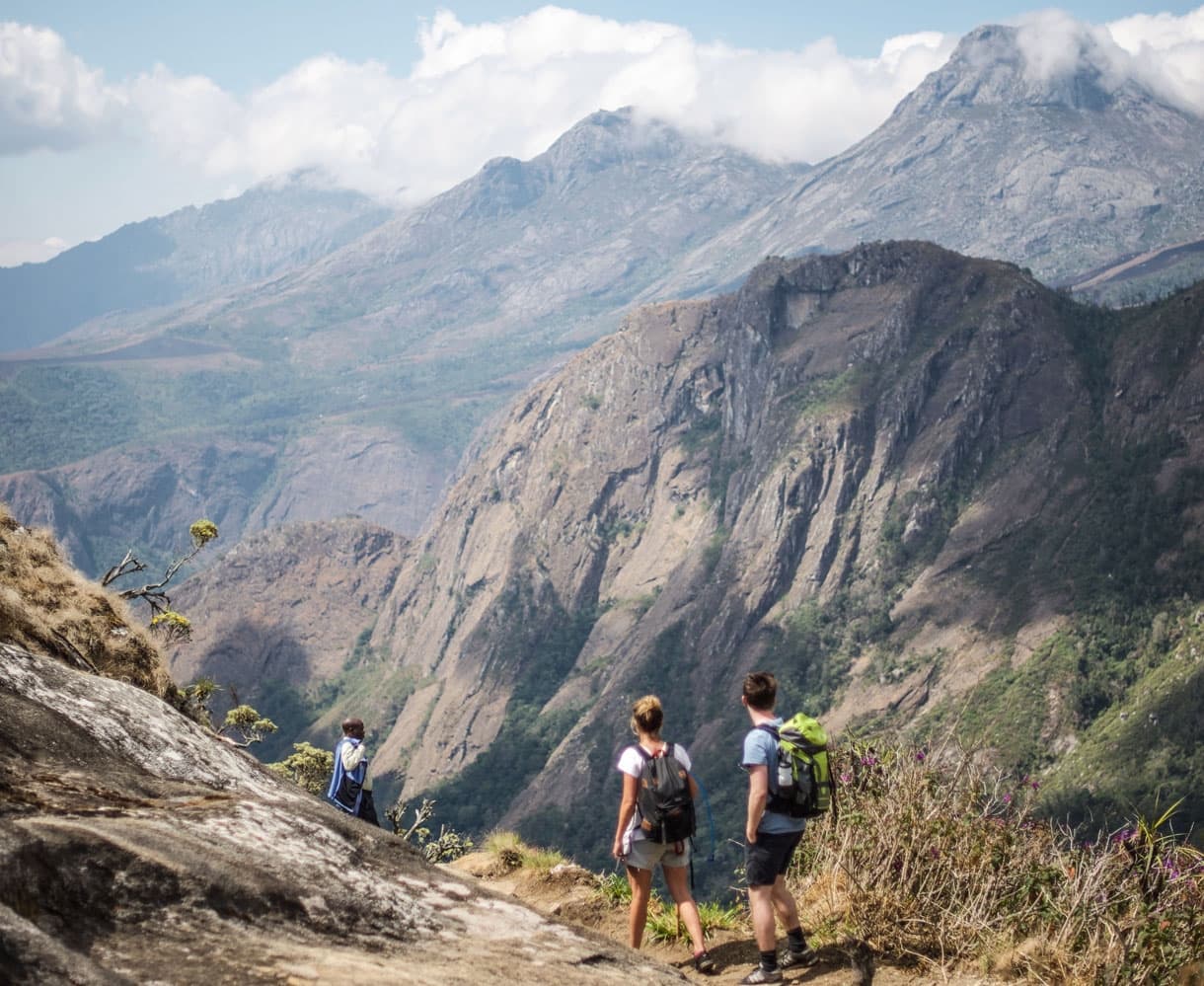 Hikers trekking along scenic trails on Mount Mulanje in Malawi